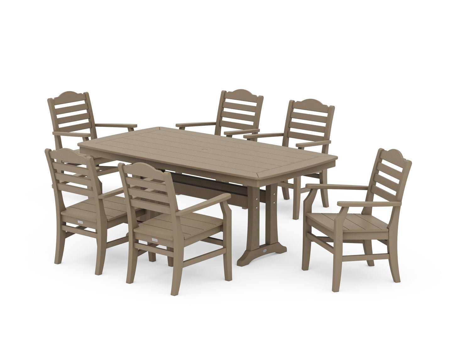 Savannah Arm Chair 7-Piece Dining Set with Trestle Legs