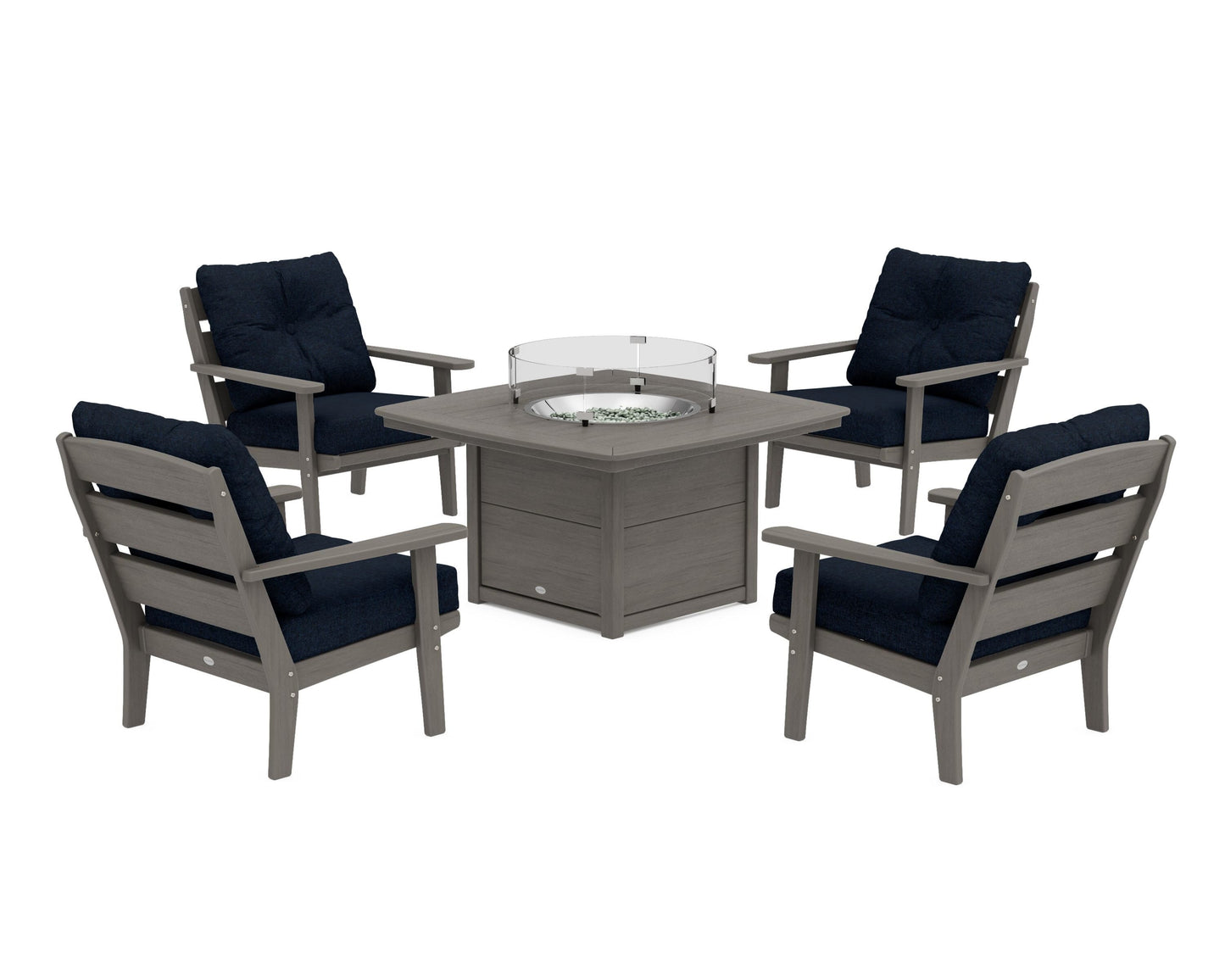 Lakeside 5-Piece Deep Seating Set with Nautical Fire Pit Table