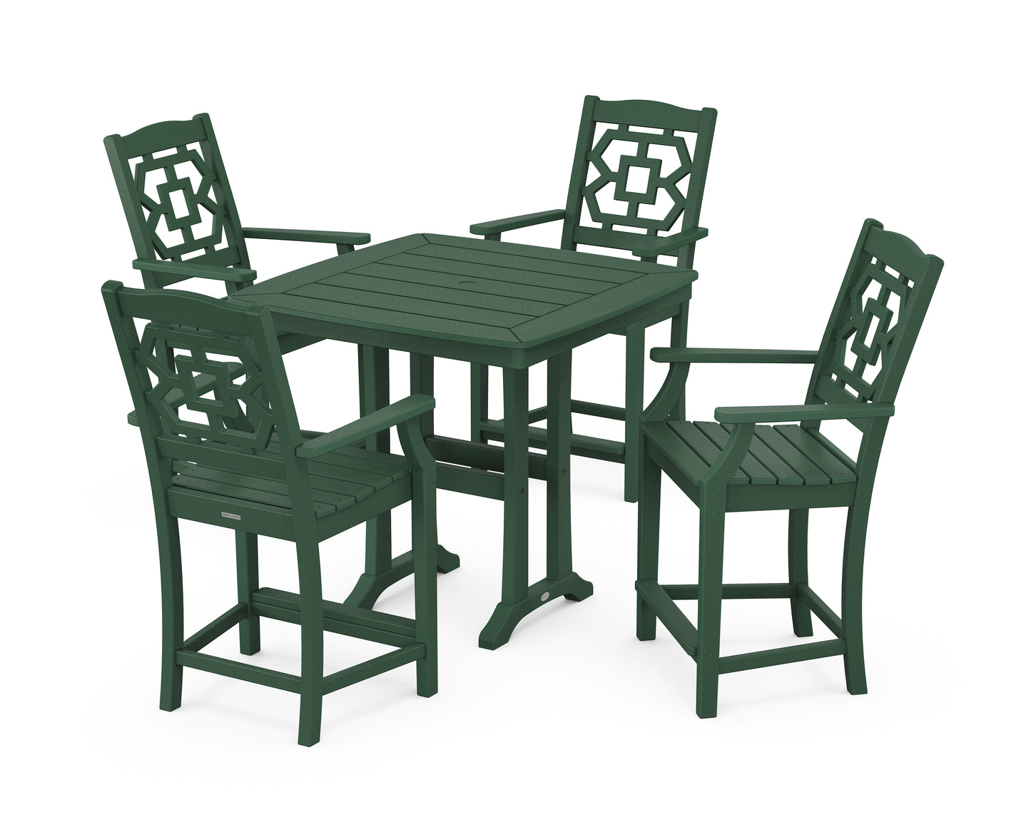 Chinoiserie 5-Piece Counter Set with Trestle Legs