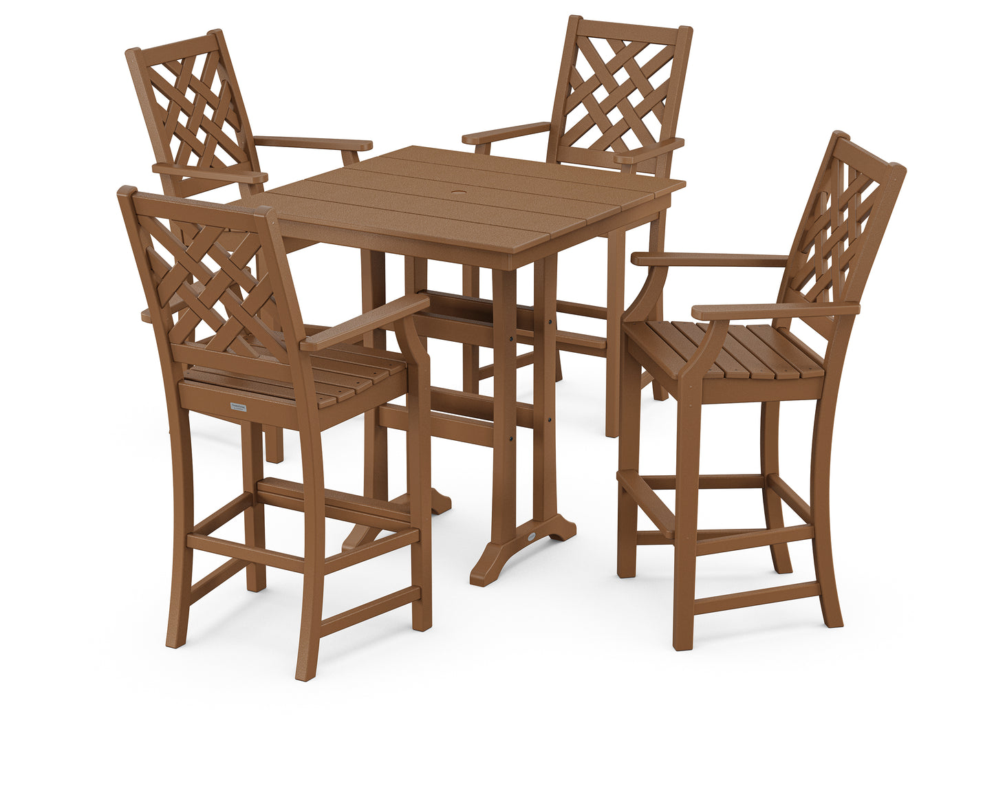 Wovendale 5-Piece Farmhouse Bar Set with Trestle Legs