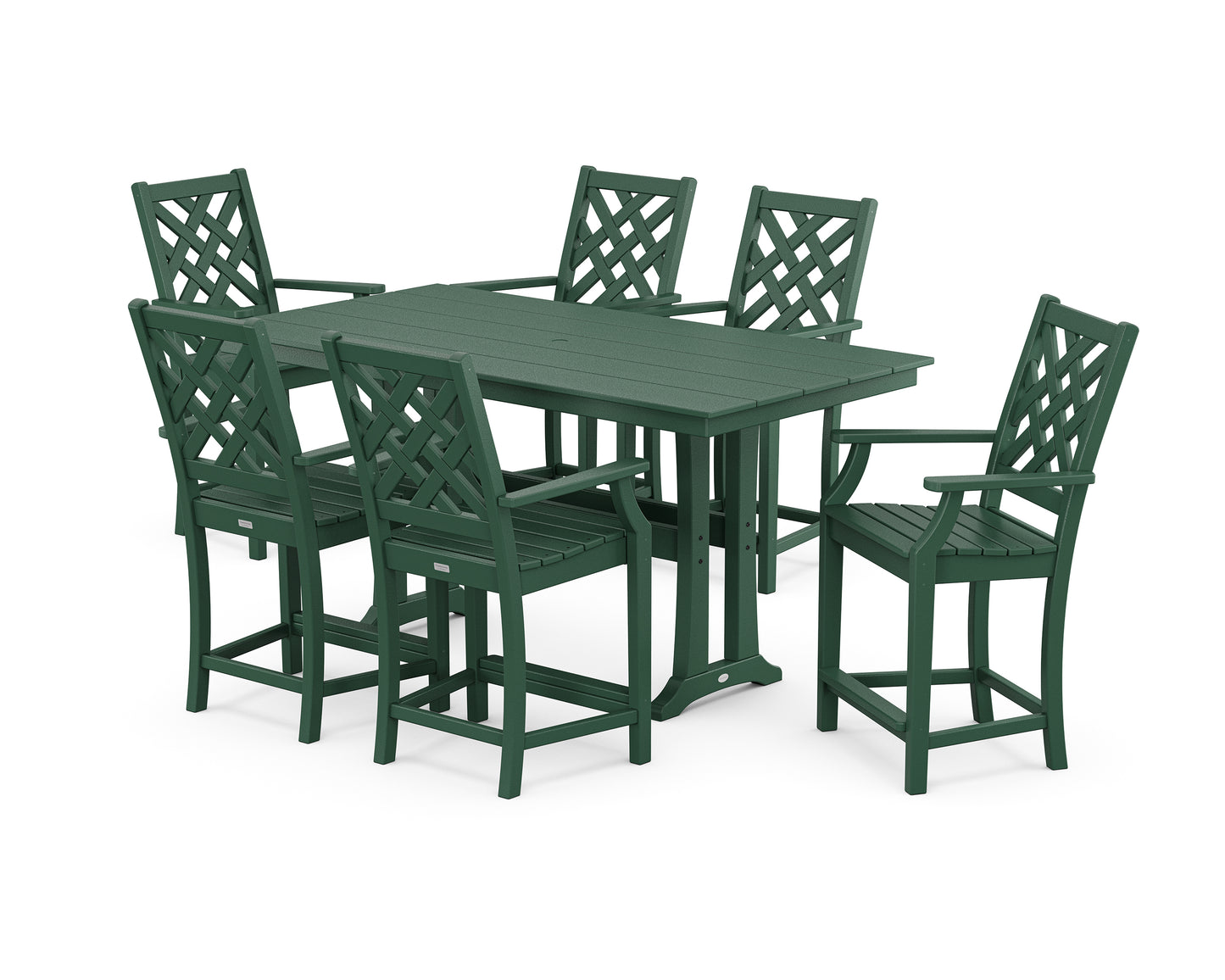 Wovendale Arm Chair 7-Piece Farmhouse Counter Set with Trestle Legs