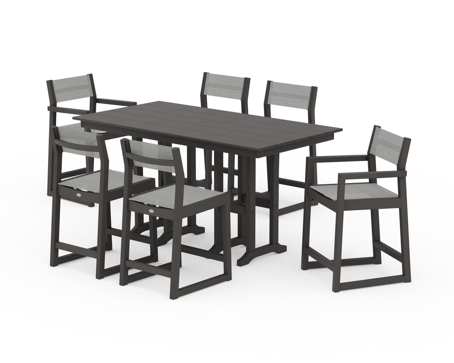EDGE Sling 7-Piece Farmhouse Counter Set with Trestle Legs