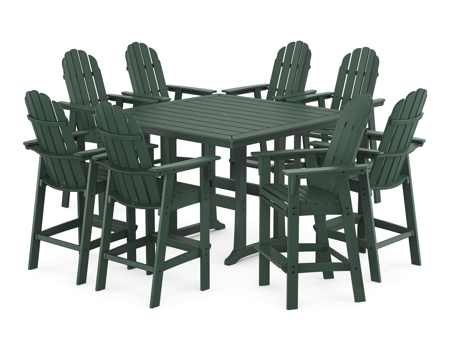 Vineyard Curveback Adirondack 9-Piece Trestle Bar Set