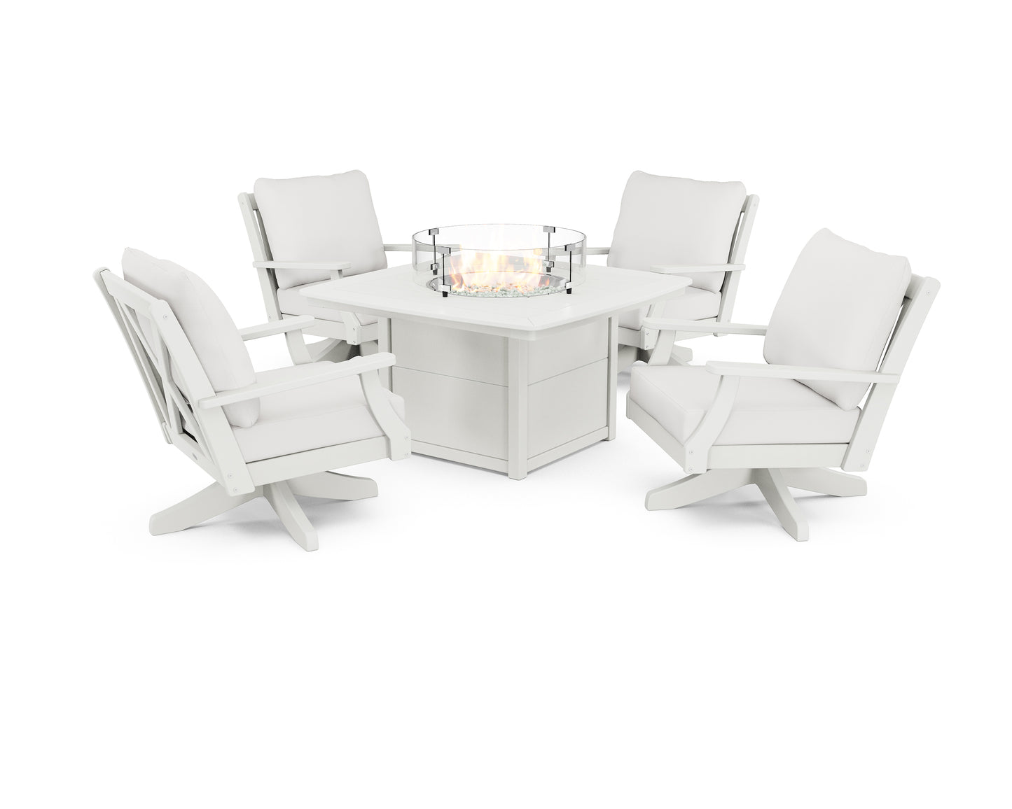 Braxton 5-Piece Deep Seating Swivel Conversation Set with Fire Pit Table