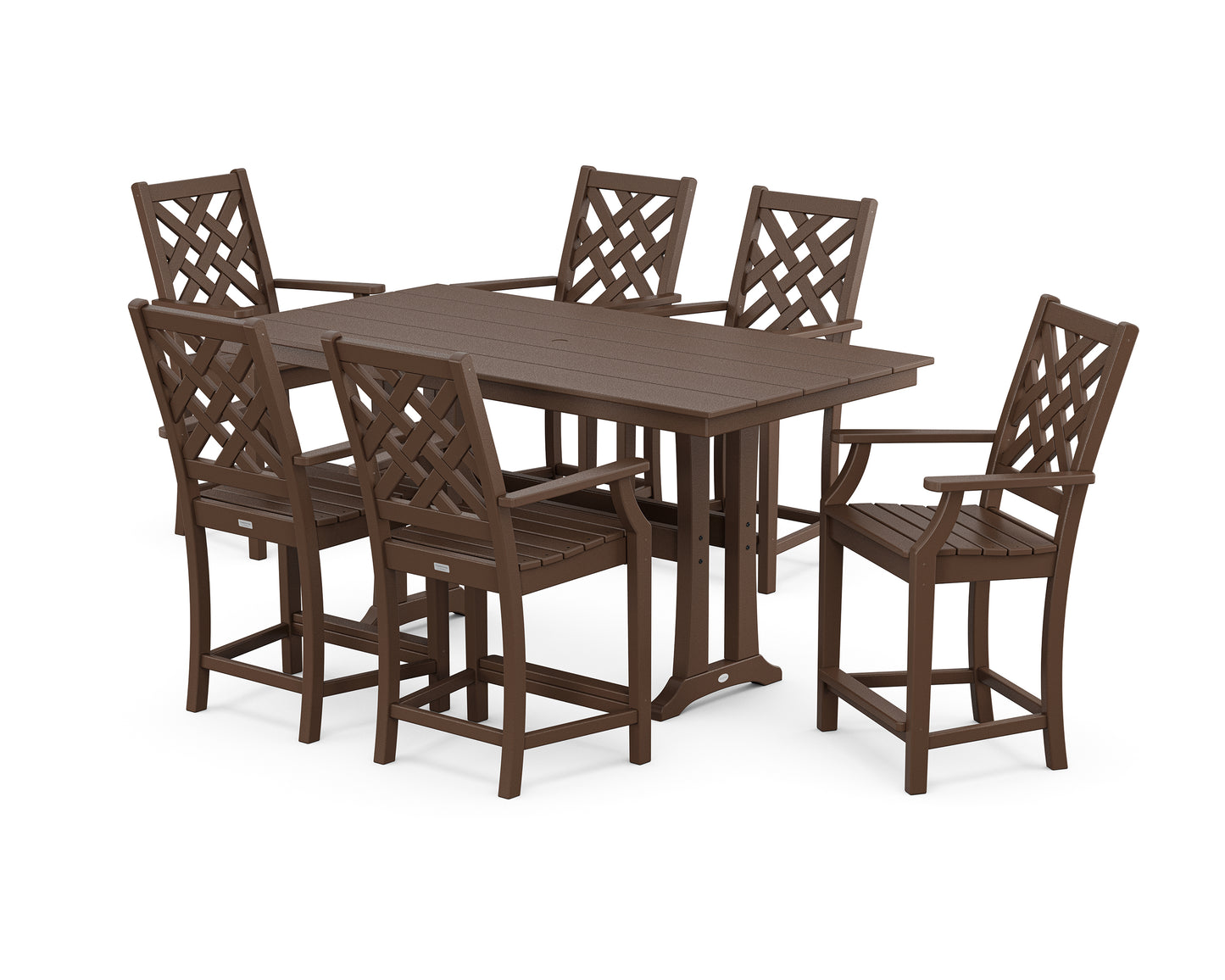 Wovendale Arm Chair 7-Piece Farmhouse Counter Set with Trestle Legs