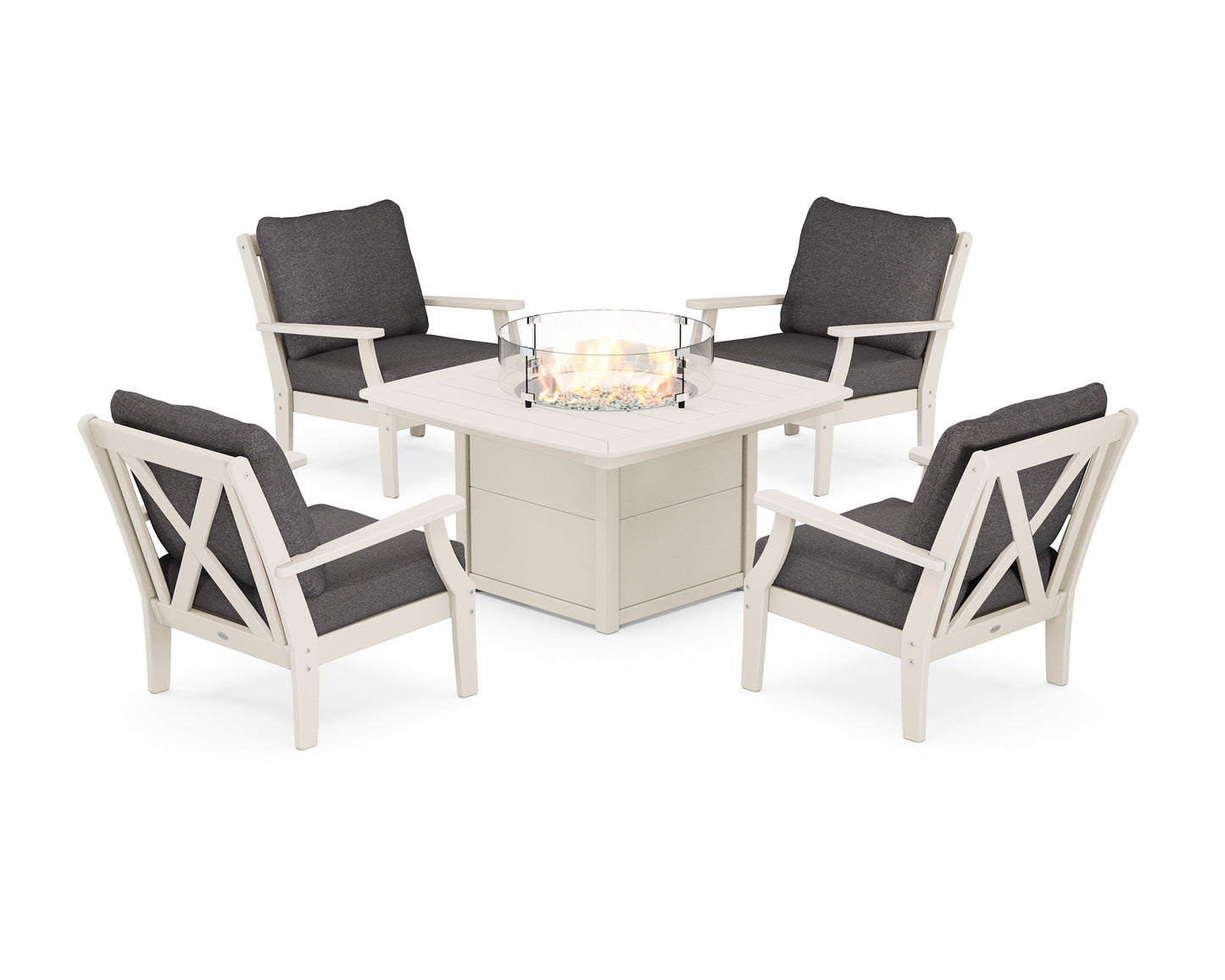 Braxton 5-Piece Deep Seating Conversation Set with Fire Pit Table