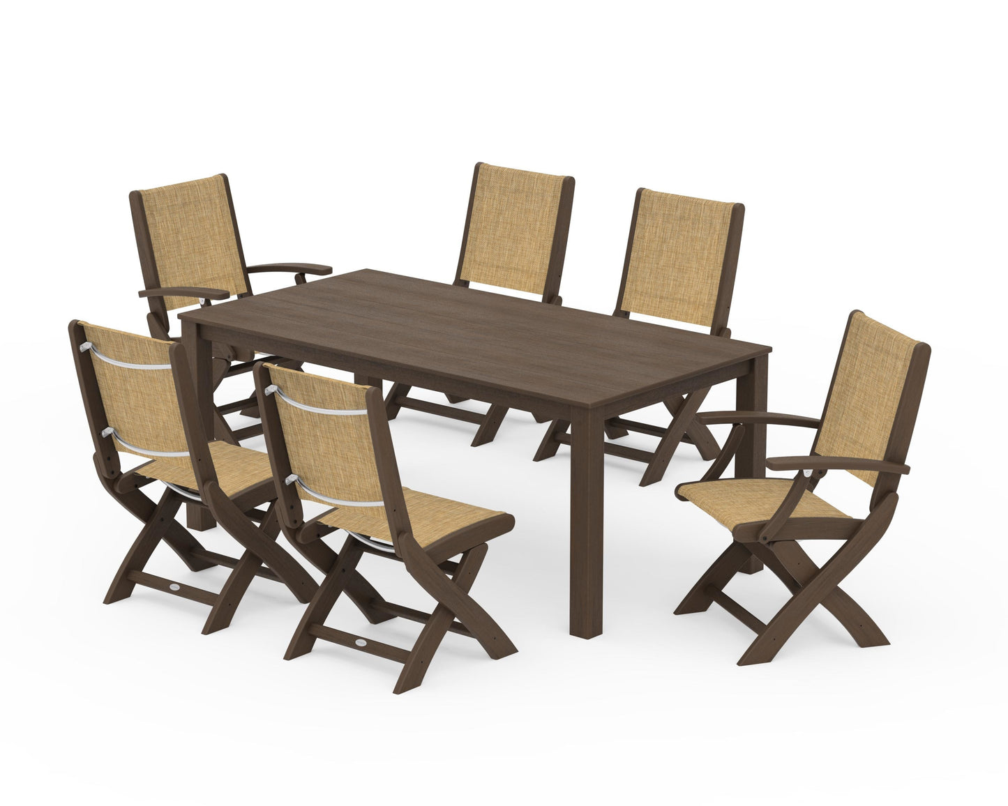 Coastal Folding Chair 7-Piece Parsons Dining Set