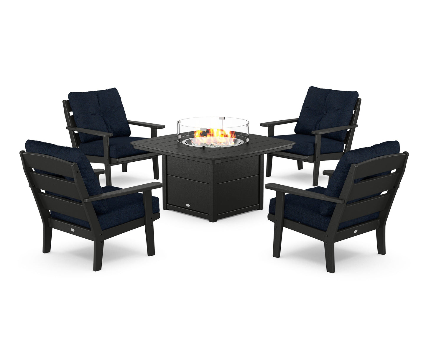 Lakeside 5-Piece Deep Seating Set with Nautical Fire Pit Table