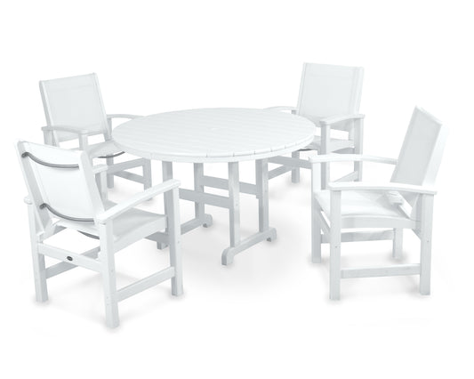 Coastal 5-Piece Round Farmhouse Dining Set