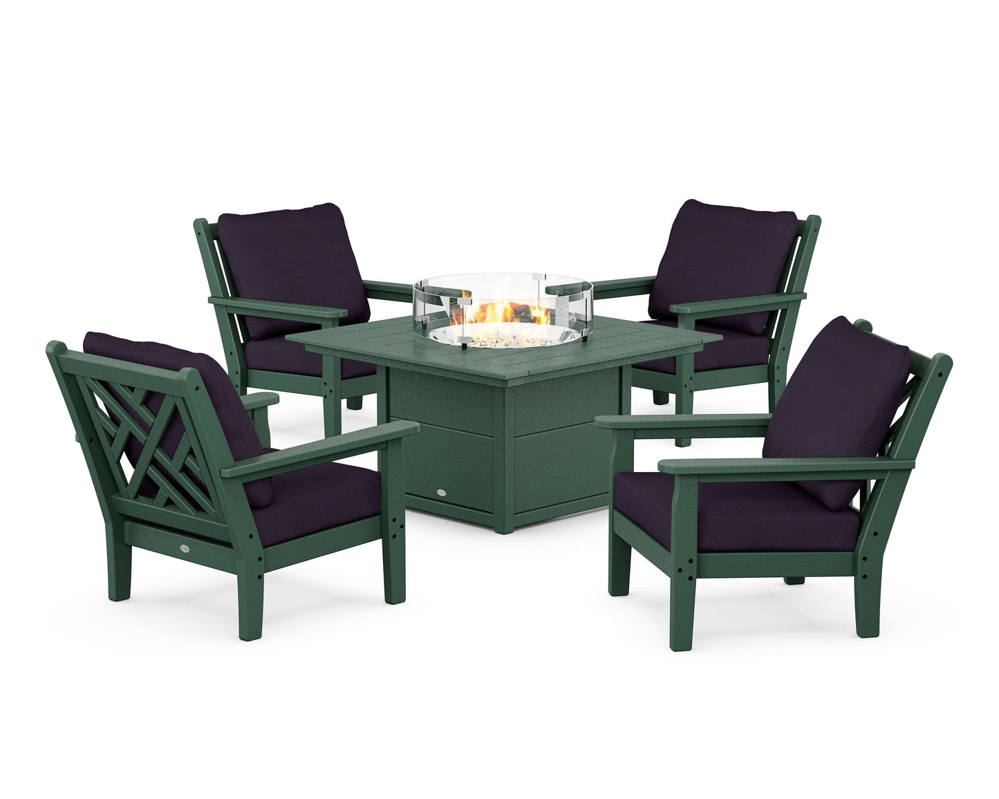 Chippendale 5-Piece Deep Seating Set with Fire Pit Table