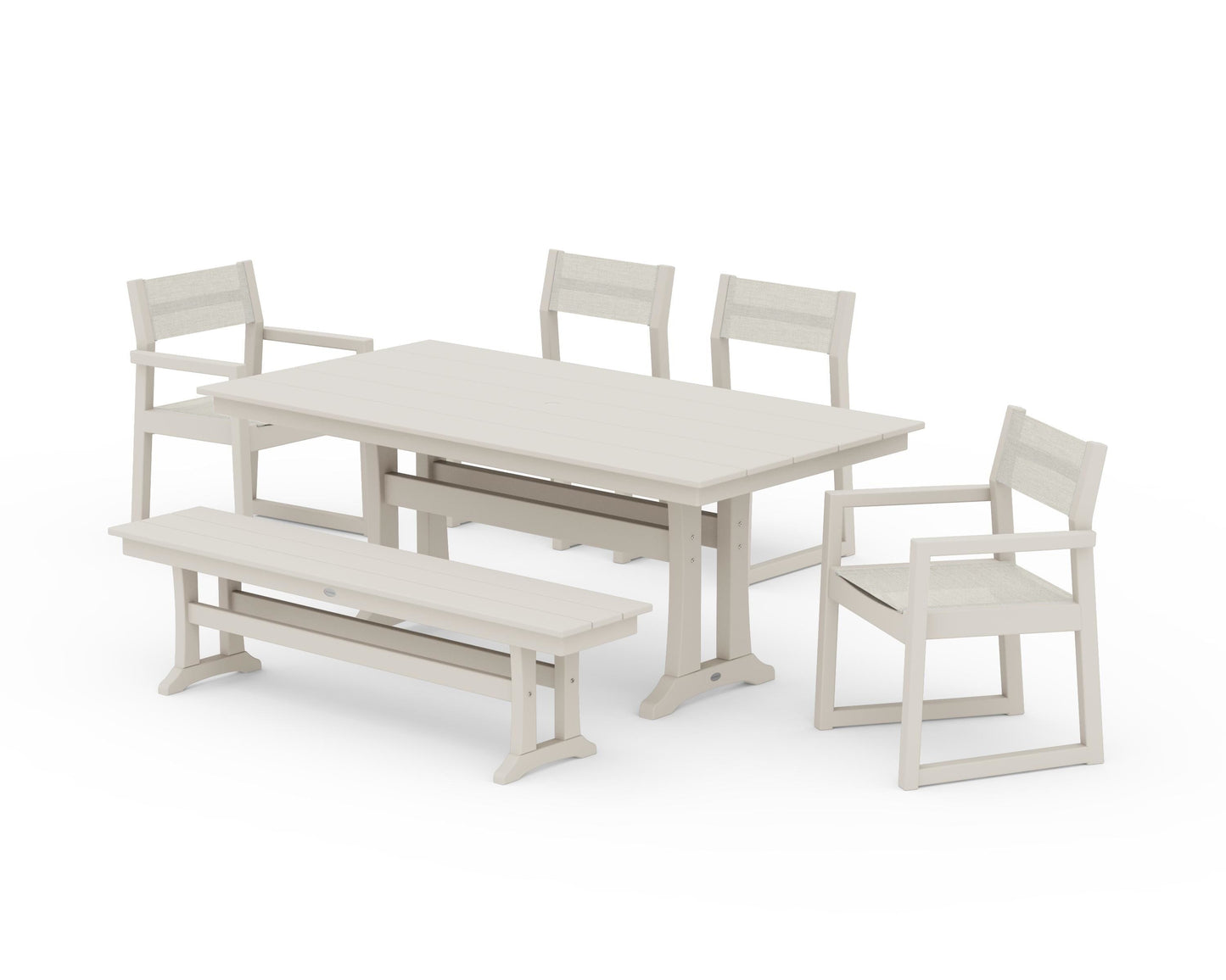 EDGE Sling 6-Piece Farmhouse Dining Set With Trestle Legs