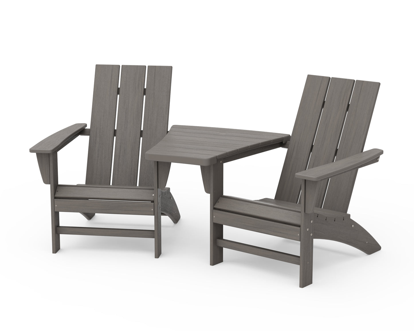 Modern 3-Piece Adirondack Set with Angled Connecting Table