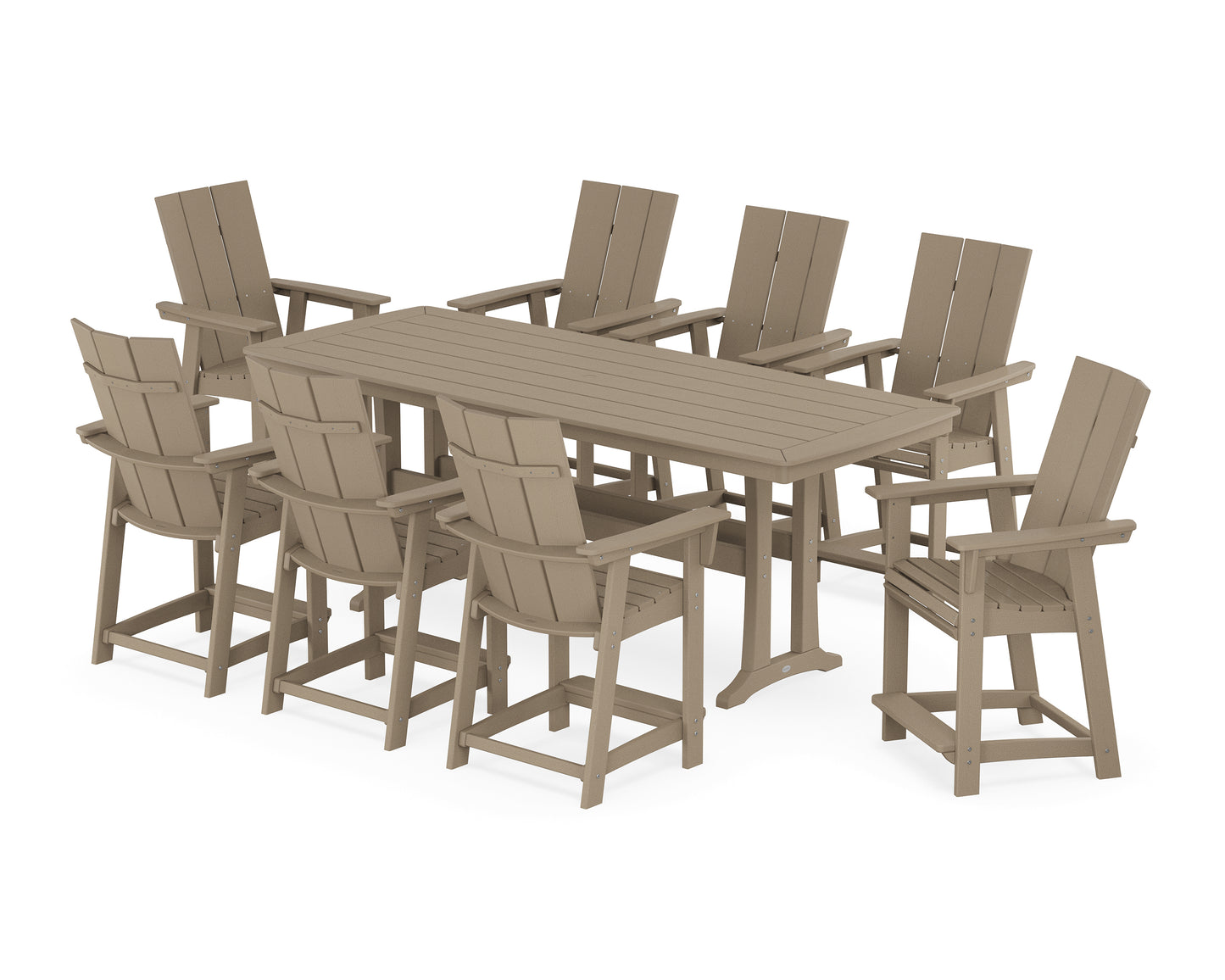 Modern Curveback Adirondack 9-Piece Counter Set with Trestle Legs