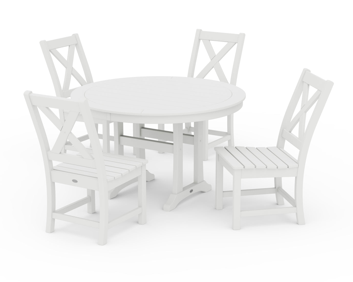Braxton Side Chair 5-Piece Round Dining Set With Trestle Legs