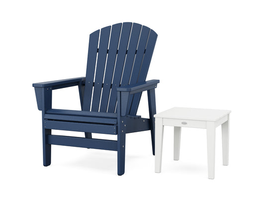 Nautical Grand Upright Adirondack Chair with Side Table