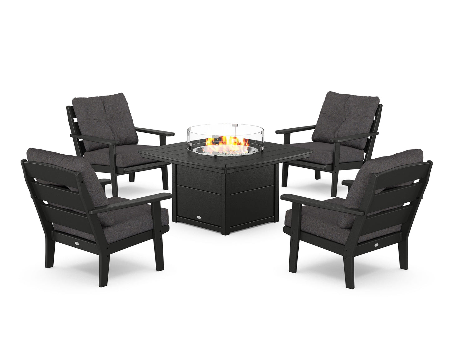 Lakeside 5-Piece Deep Seating Set with Nautical Fire Pit Table