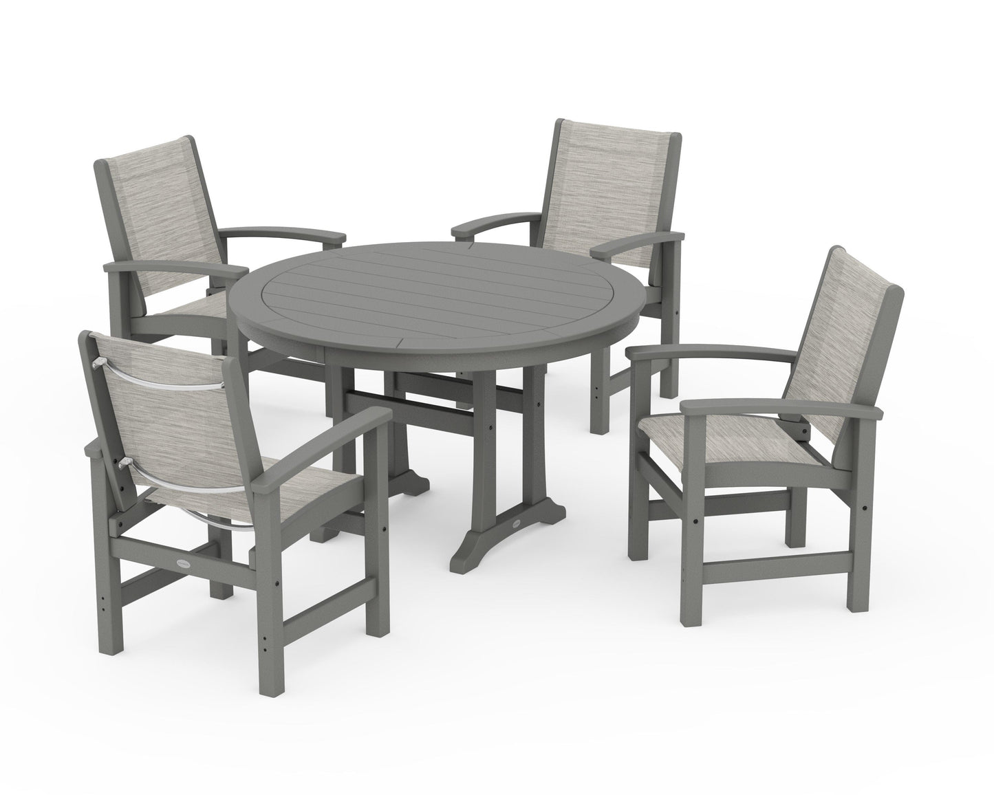 Coastal 5-Piece Round Dining Set with Trestle Legs