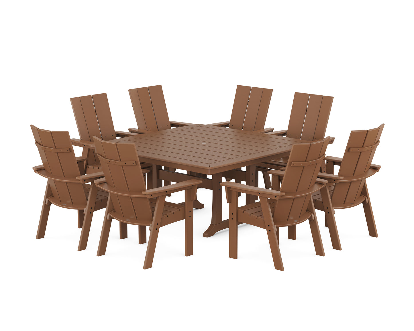 Modern Curveback Adirondack 9-Piece Square Dining Set with Trestle Legs