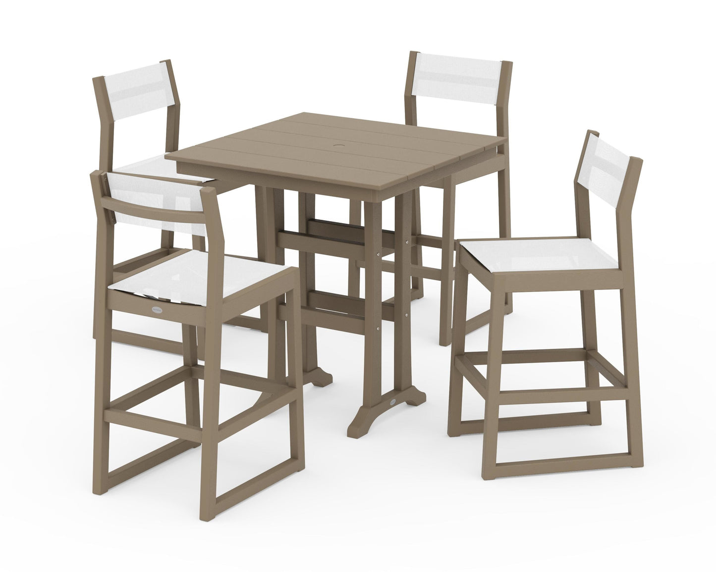 EDGE Sling Arm Chair 5-Piece Farmhouse Bar Set with Trestle Legs