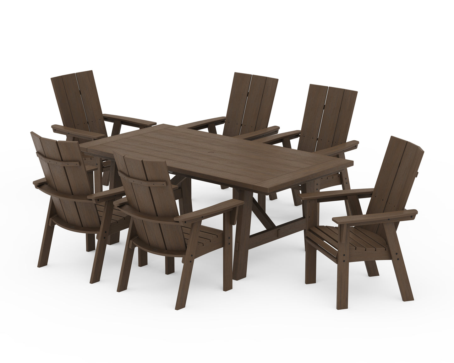 Modern Curveback Adirondack 7-Piece Rustic Farmhouse Dining Set