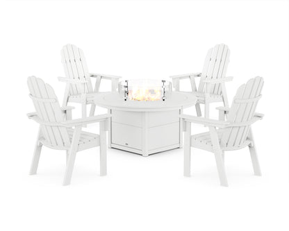 Vineyard 4-Piece Curveback Upright Adirondack Conversation Set with Fire Pit Table