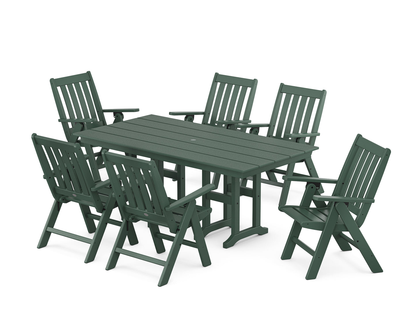 Vineyard Folding Chair 7-Piece Farmhouse Dining Set