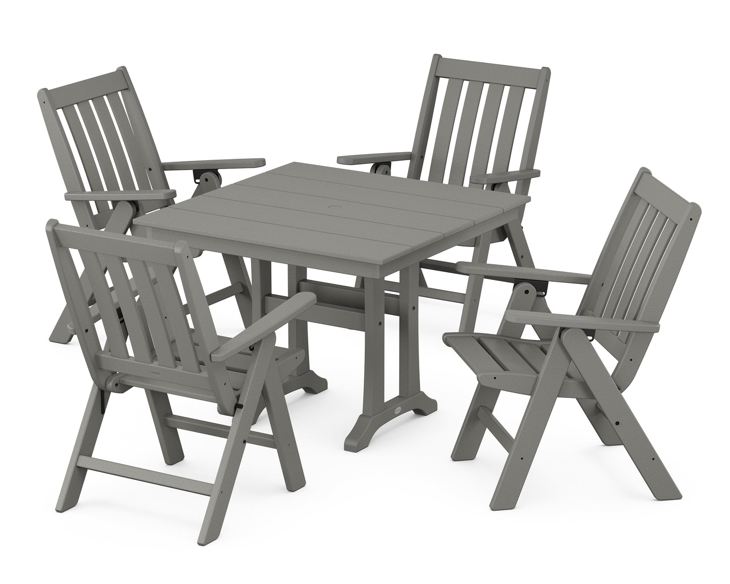 Vineyard Folding 5-Piece Farmhouse Dining Set With Trestle Legs