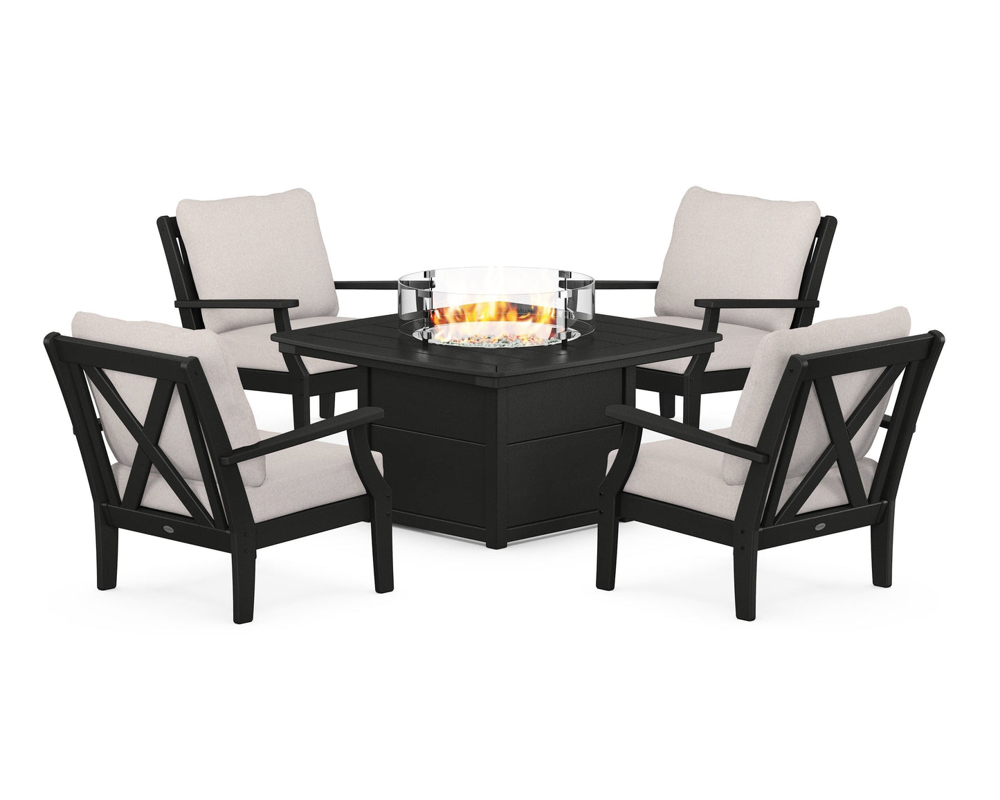 Braxton 5-Piece Deep Seating Conversation Set with Fire Pit Table