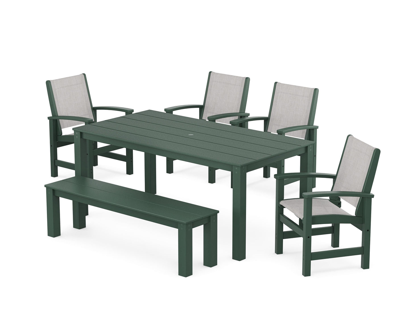 Coastal 6-Piece Parsons Dining Set with Bench