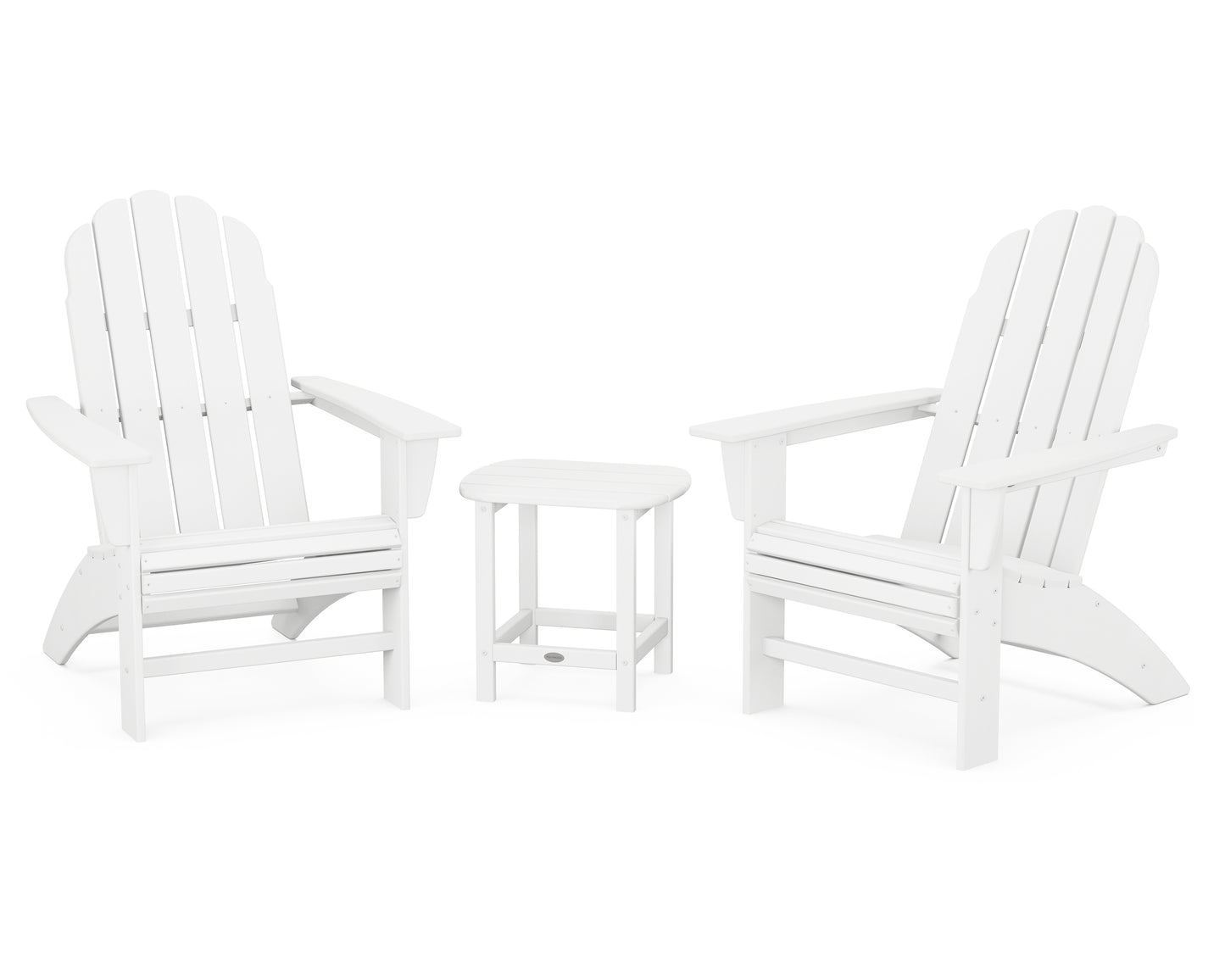 Vineyard 3-Piece Curveback Adirondack Set with South Beach 18" Side Table