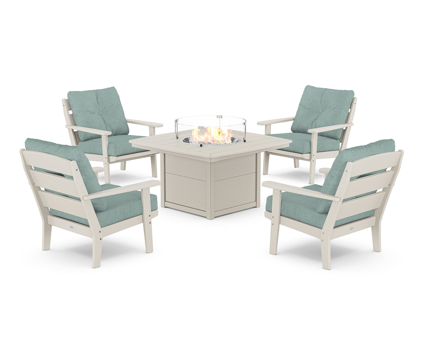 Lakeside 5-Piece Deep Seating Set with Nautical Fire Pit Table