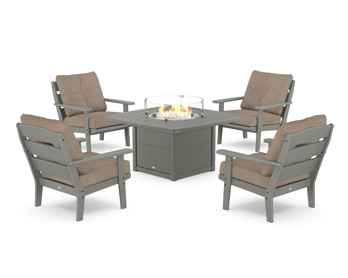 Lakeside 5-Piece Deep Seating Set with Nautical Fire Pit Table