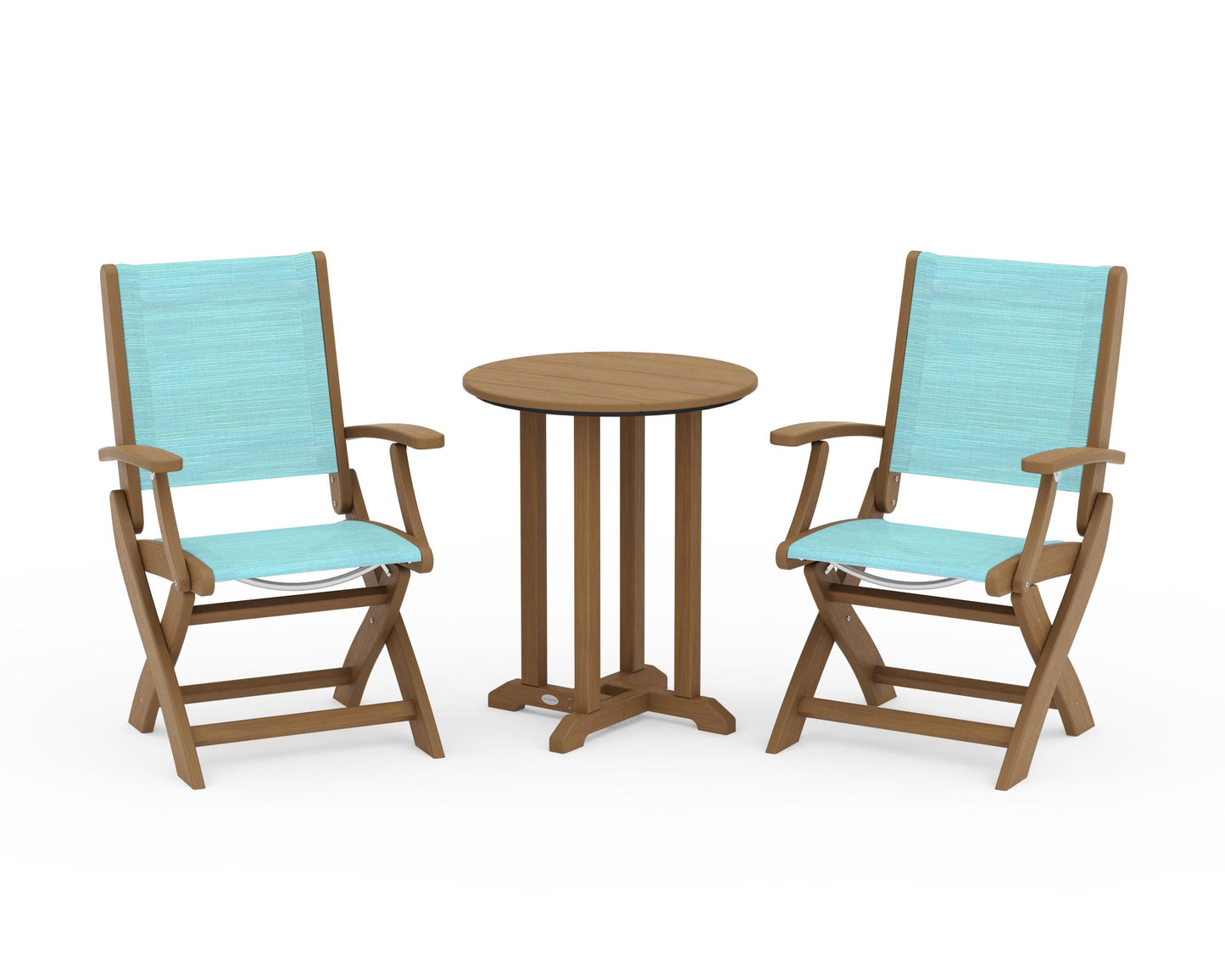 Coastal Folding 3-Piece Round Bistro Dining Set