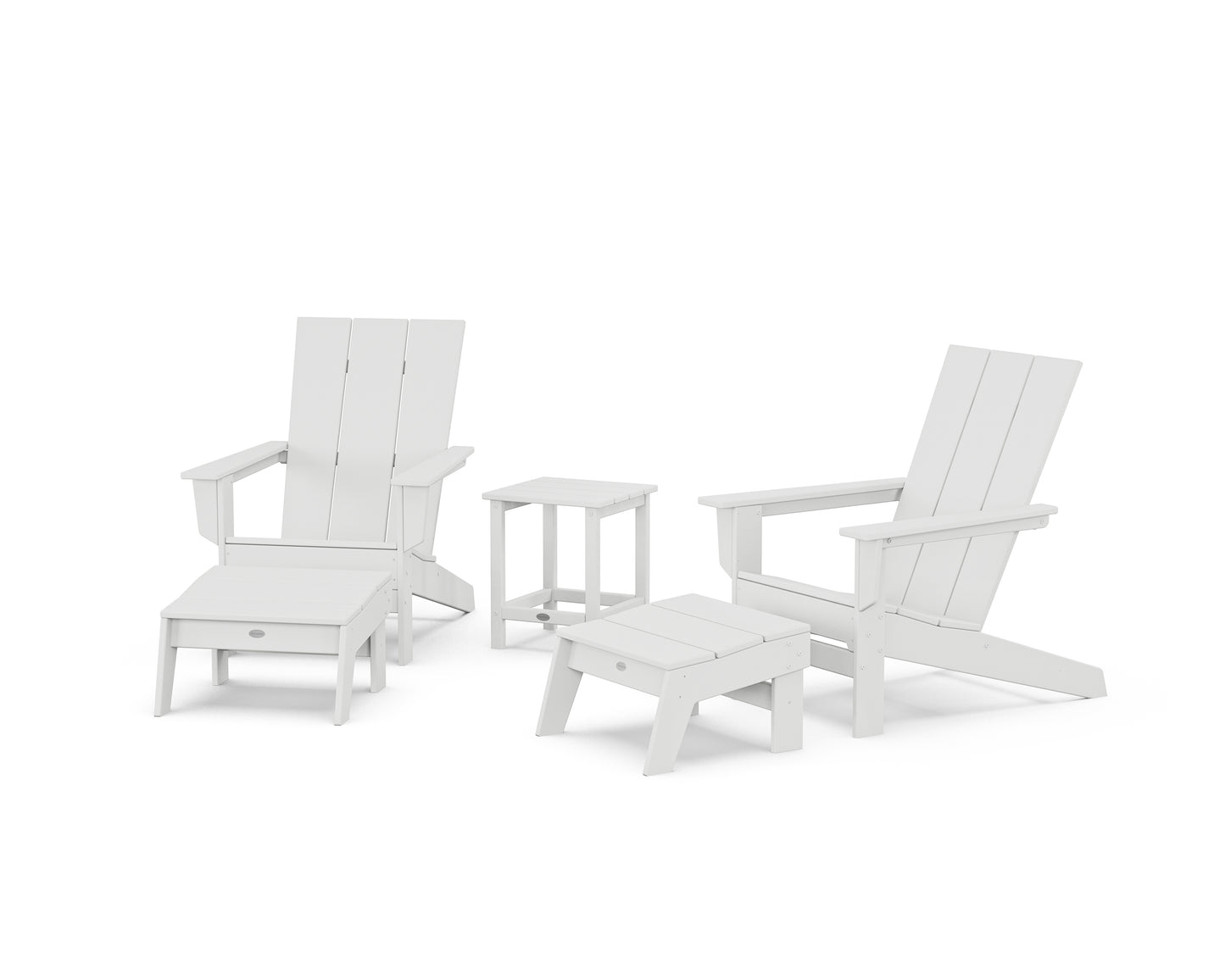 5-Piece Modern Studio Adirondack Set with Ottomans and Side Table