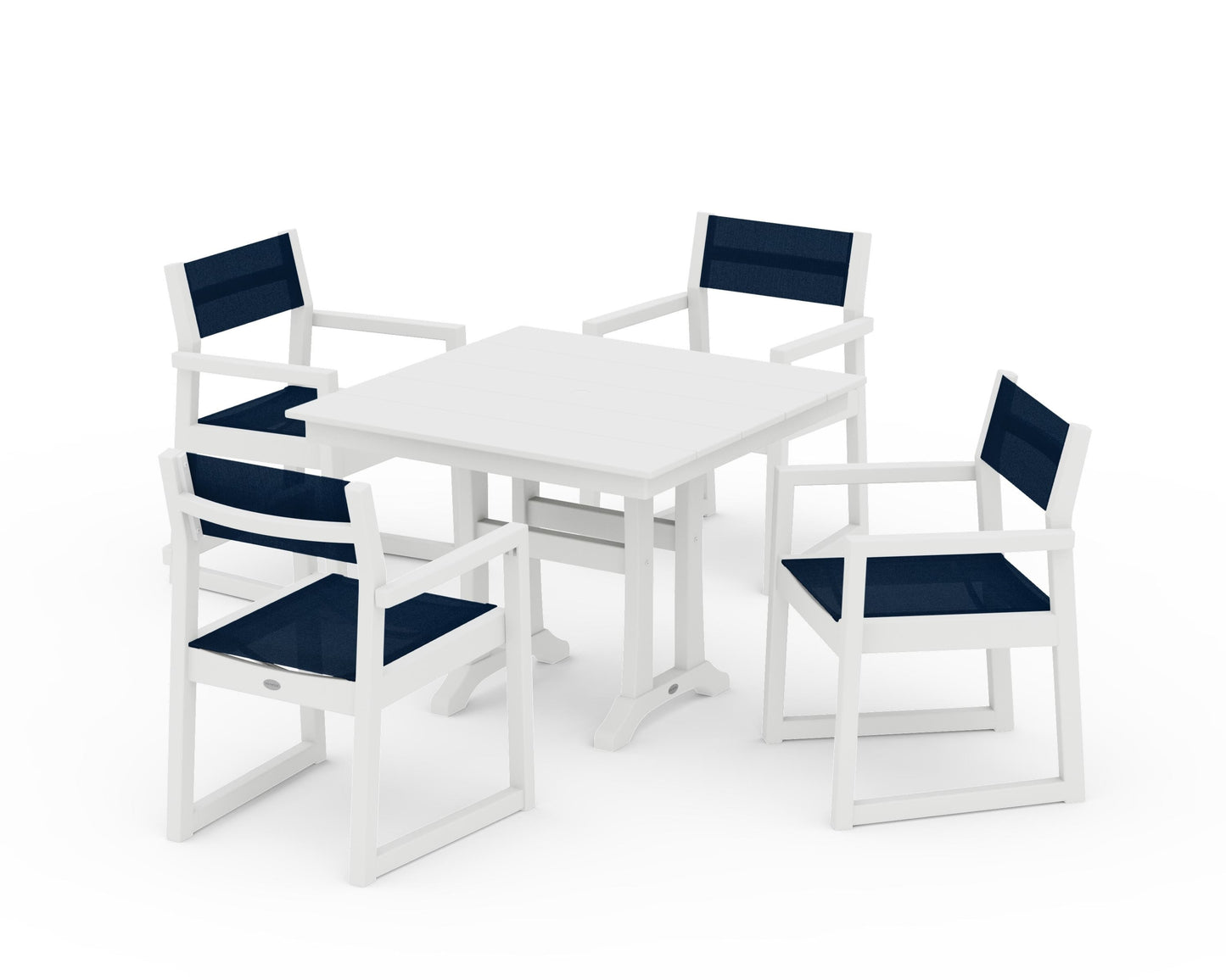 EDGE Sling 5-Piece Farmhouse Dining Set with Trestle Legs