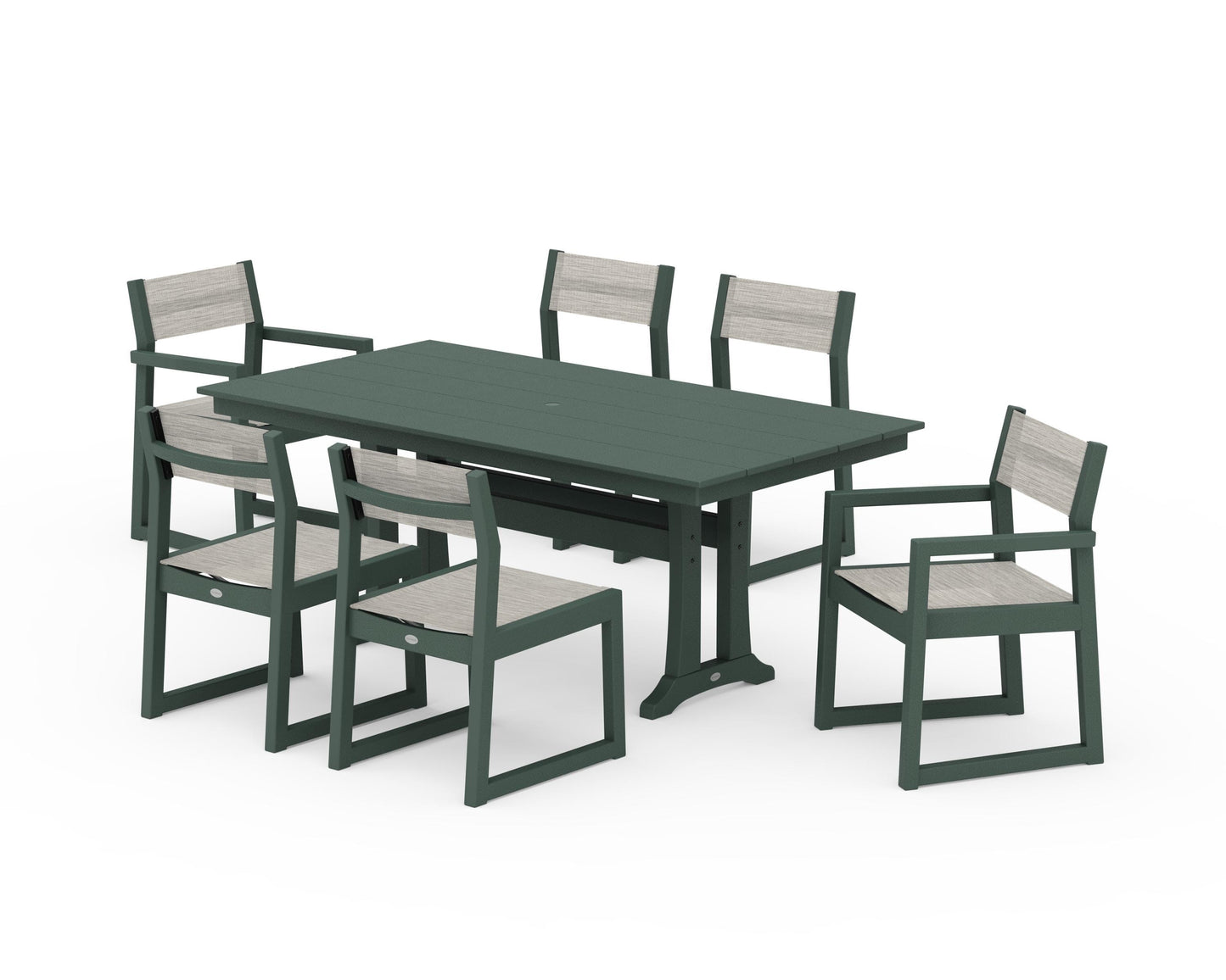 EDGE Sling 7-Piece Farmhouse Trestle Dining Set