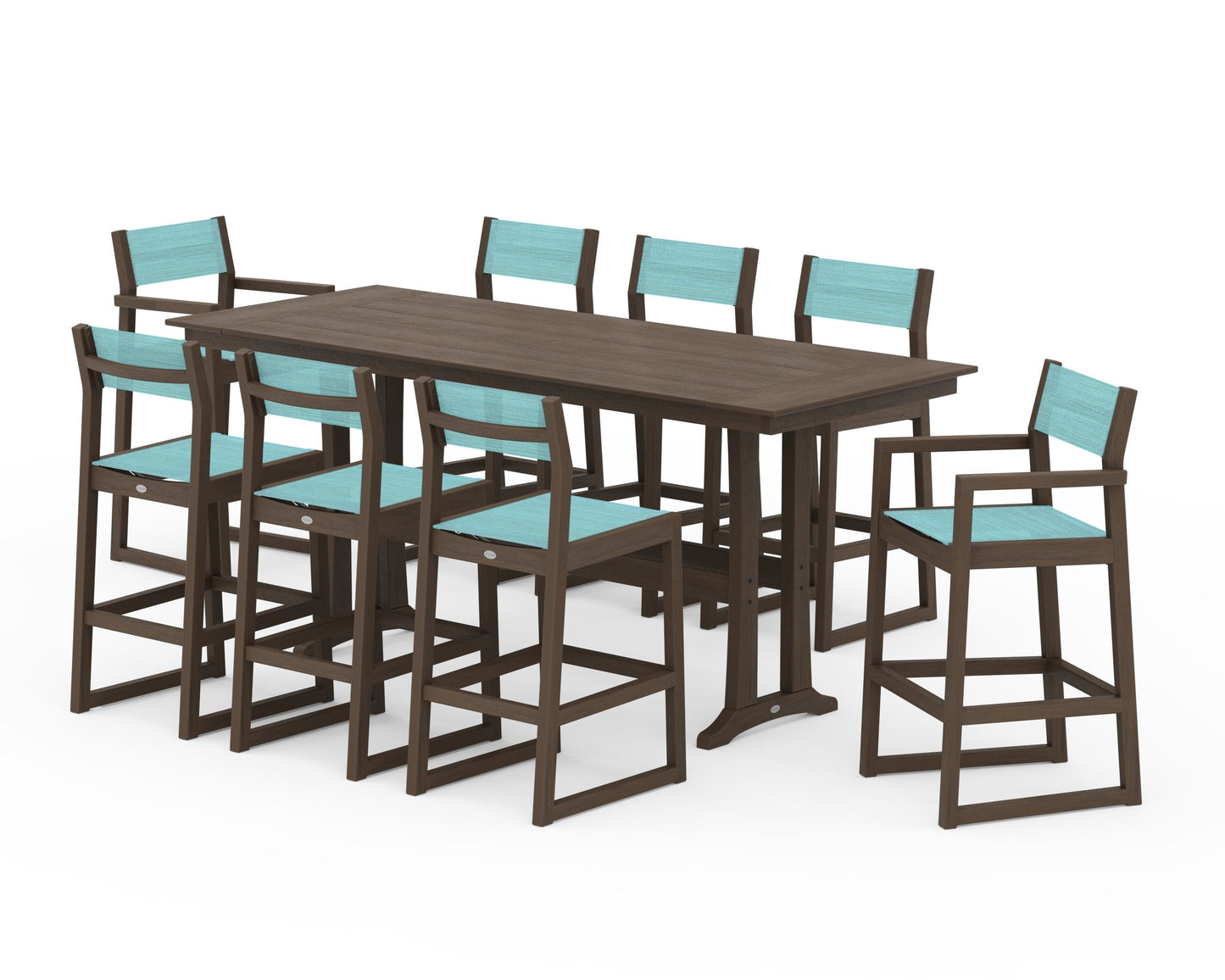EDGE Sling 9-Piece Farmhouse Bar Set with Trestle Legs