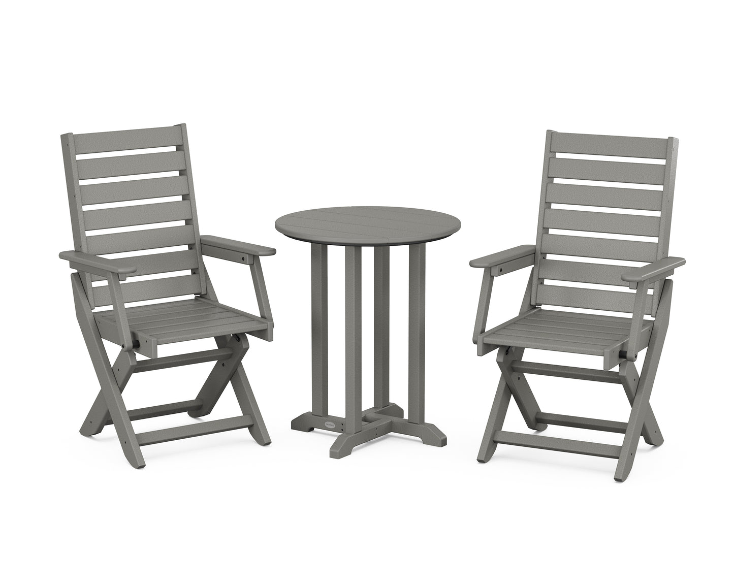 Captain Folding Chair 3-Piece Round Bistro Dining Set