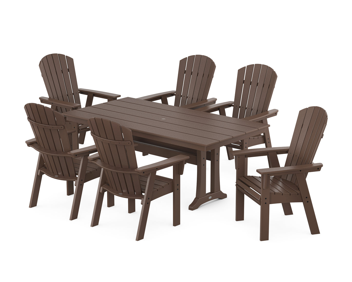 Nautical Curveback Adirondack 7-Piece Farmhouse Dining Set with Trestle Legs