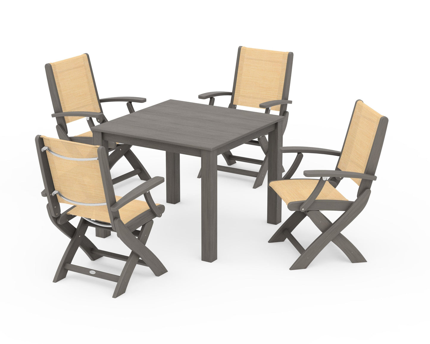 Coastal Folding Chair 5-Piece Parsons Dining Set