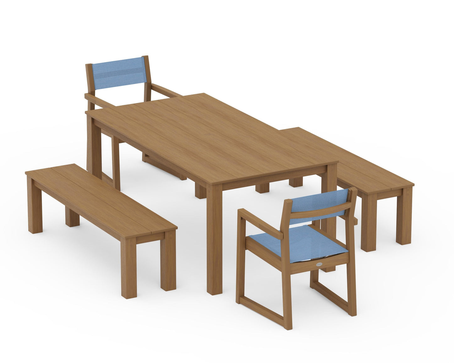 EDGE Sling Arm Chair 5-Piece Parsons Dining Set with Benches