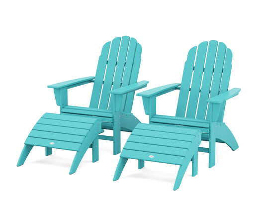 Vineyard Curveback Adirondack Chair 4-Piece Set with Ottomans