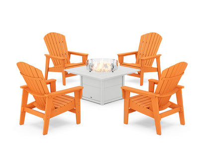 5-Piece Nautical Grand Upright Adirondack Conversation Set with Fire Pit Table