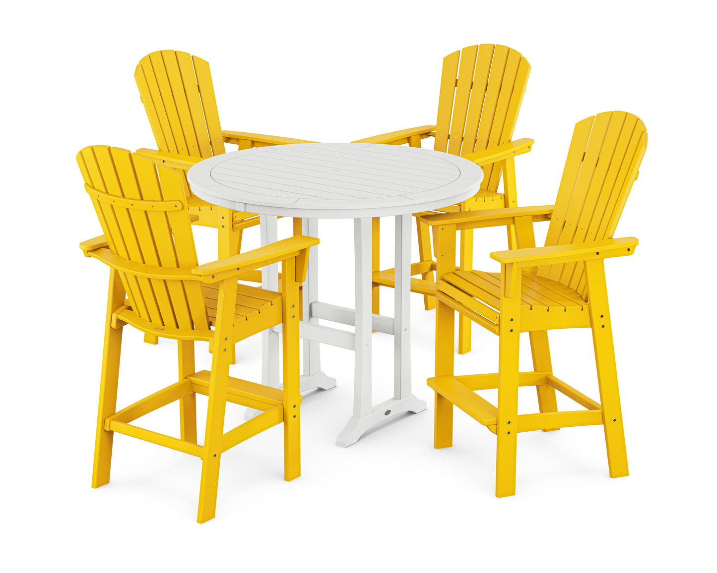 Nautical Curveback Adirondack 5-Piece Round Trestle Bar Set