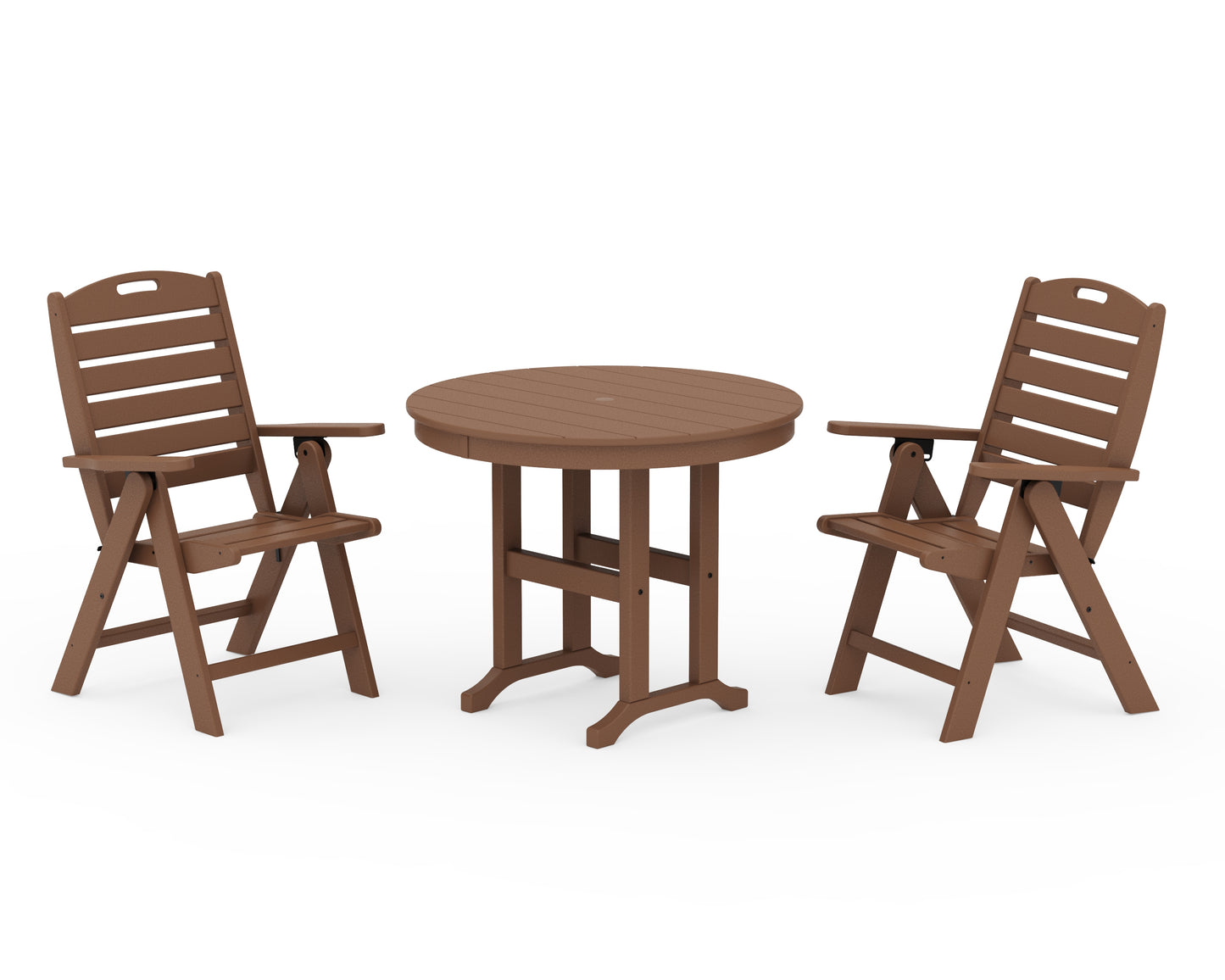 Nautical Folding Highback Chair 3-Piece Round Dining Set
