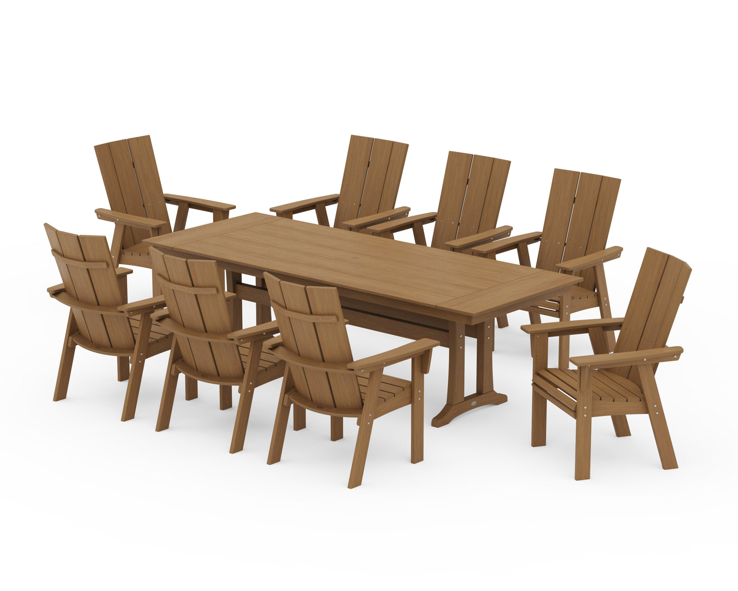 Modern Curveback Adirondack 9-Piece Farmhouse Dining Set with Trestle Legs