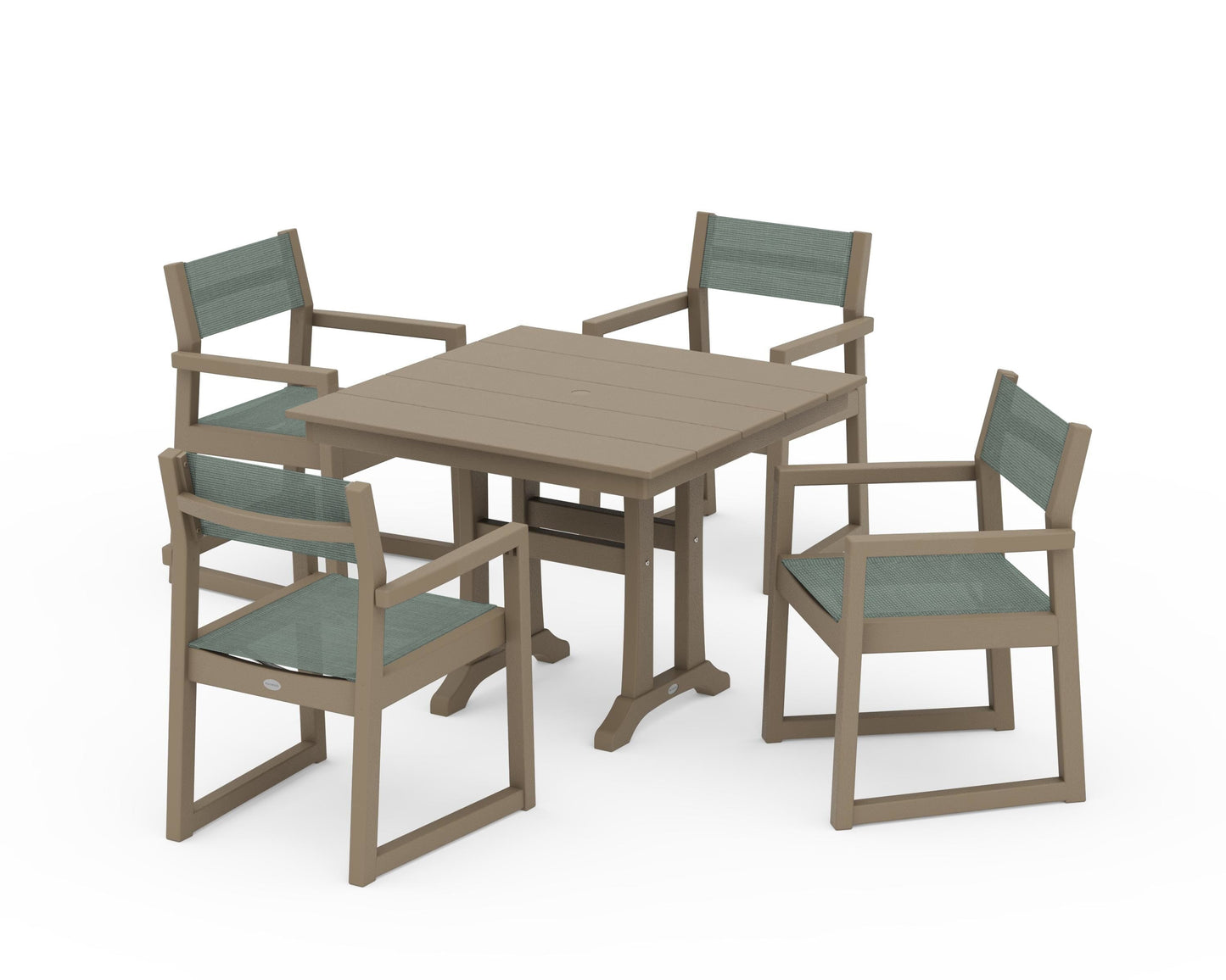 EDGE Sling 5-Piece Farmhouse Dining Set with Trestle Legs