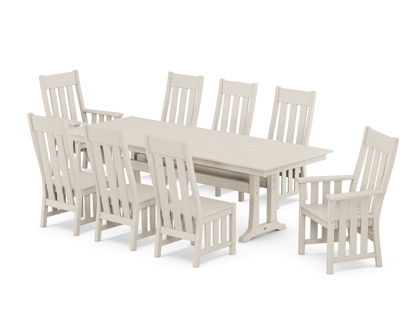 Acadia 9-Piece Farmhouse Dining Set with Trestle Legs