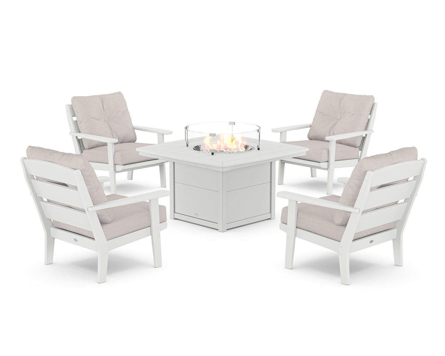 Lakeside 5-Piece Deep Seating Set with Nautical Fire Pit Table