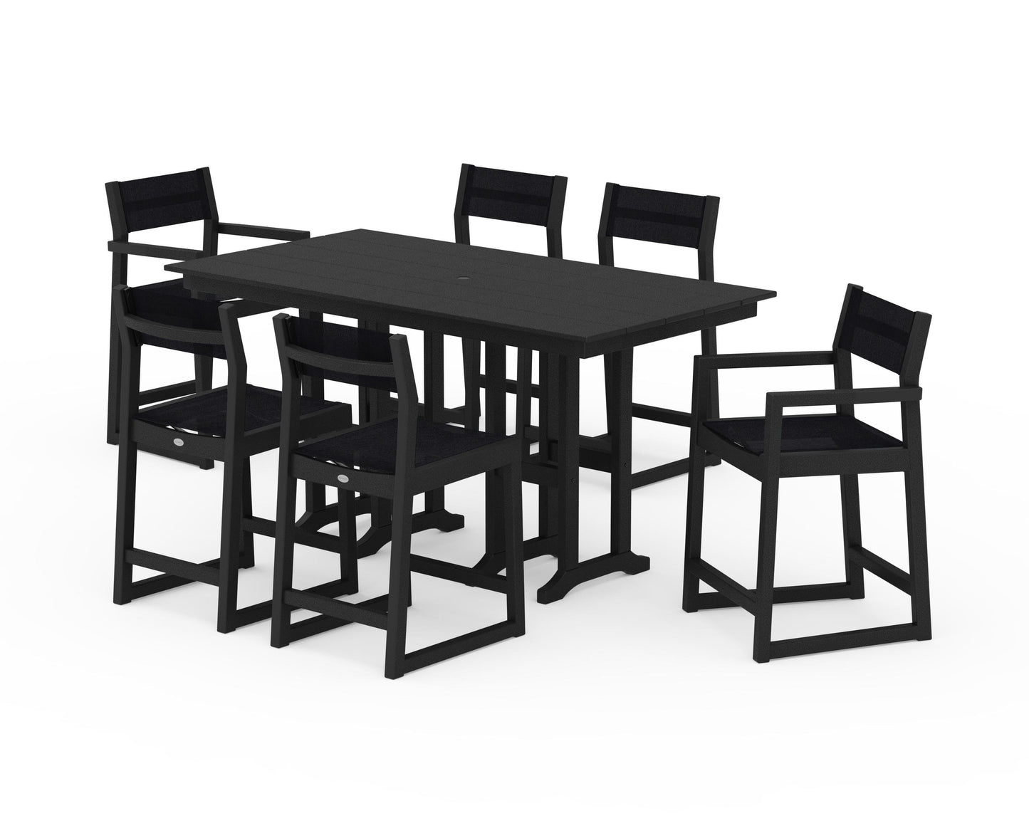 EDGE Sling 7-Piece Farmhouse Counter Set with Trestle Legs